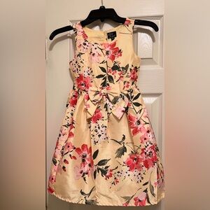 Pink and Yellow Sleeveless Fit and Flare Wedding Guest Dress